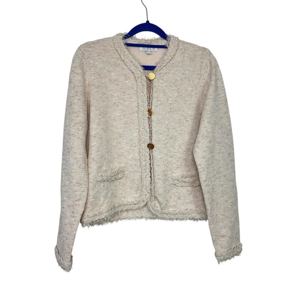 J. Crew Marled Fringe-Trim Sweater Lady Jacket - Picture 3 of 9